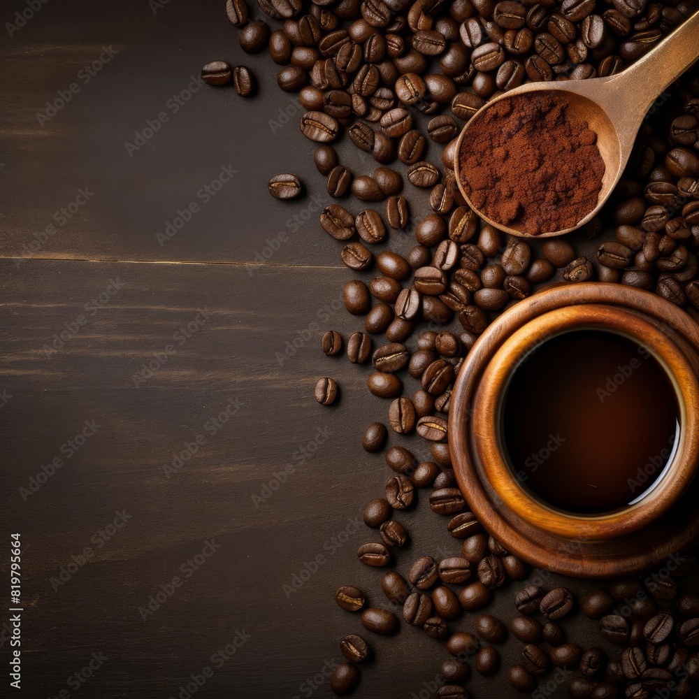 A cup of coffee on a wooden table A cup of coffee on a wooden table