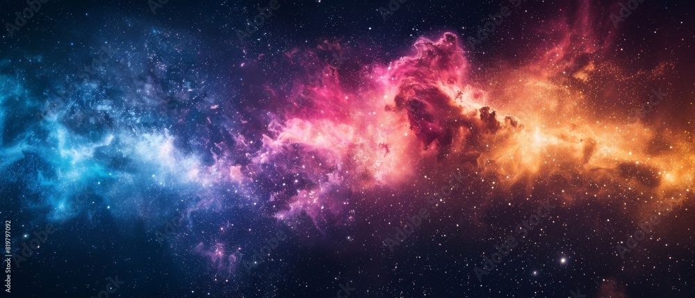 Fototapeta premium A colorful galaxy with a bright orange cloud in the middle