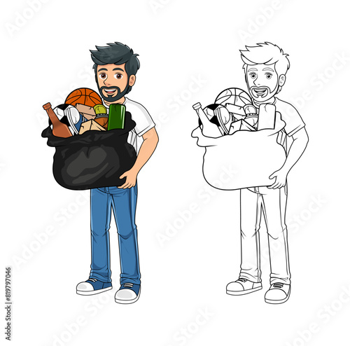 Cartoon Character and Trash Design Illustration vector eps format , suitable for your design needs, logo, illustration, animation, etc.