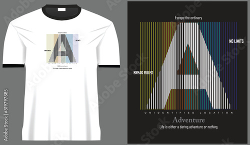 A letter multi color lines stripes effect typography design for print graphic and fashion