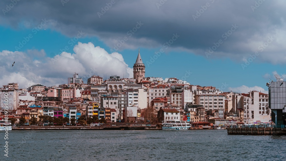 Fototapeta premium Stunning view of the famous Galata Tower in Istanbul, turkey