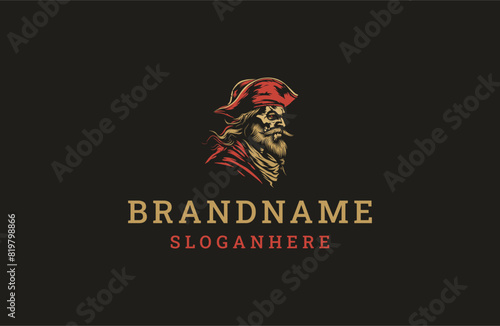 Pirate style logo icon design template flat vector