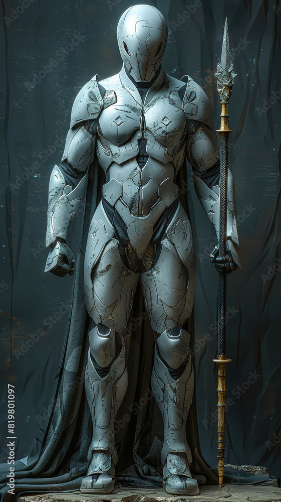 Fototapeta premium Futuristic Warrior Shrouded in Darkness