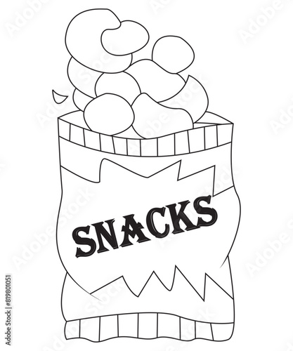 funny snacks and food coloring page for kids