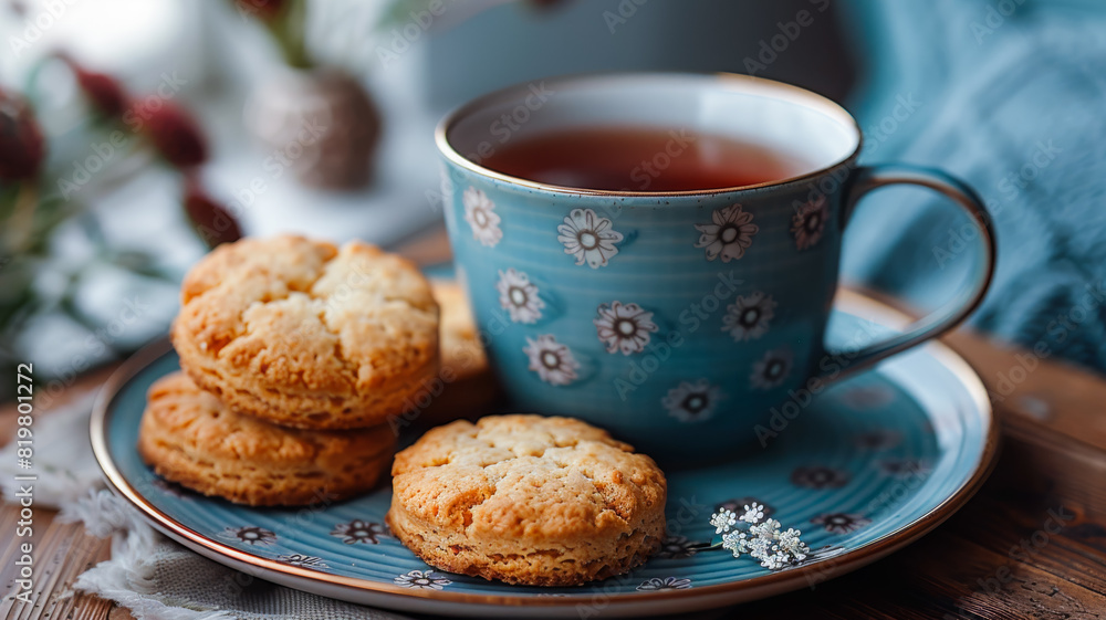 Freshly Brewed Tea Served with Homemade Biscuits Freshly Brewed Tea Served with Homemade Biscuits