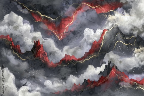 Abstract Marble Stone Pattern Texture with Gold and Multicolored Accents