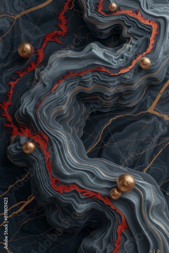 Abstract Marble Stone Pattern Texture with Gold and Multicolored Accents