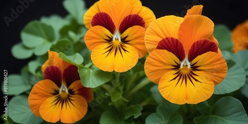 Nasturtium plant with orange flowers growing in the garden