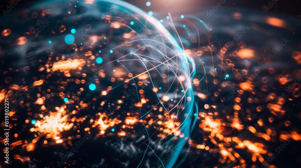 Obraz premium Business concept of global connections and information transfer in three dimensions