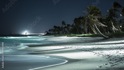 Moonlight lit beach landscape