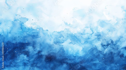 Background painted with blue watercolor in space. Illustration painting.