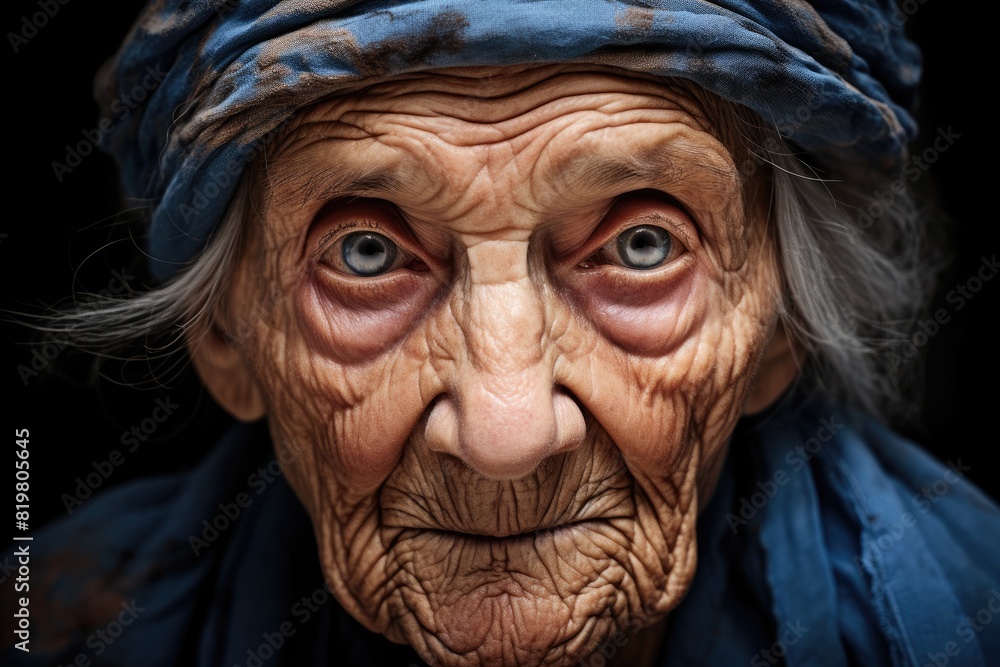 Closeup portrait of old woman happy looking in camera Closeup portrait of old woman happy looking in camera