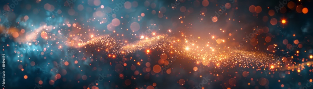 Fototapeta premium A blurry image of a blue and orange line with many small dots