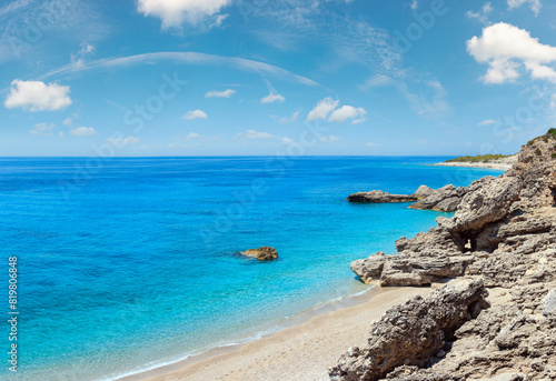 Drymades beach  Albania. Summer Ionian sea coast view. 