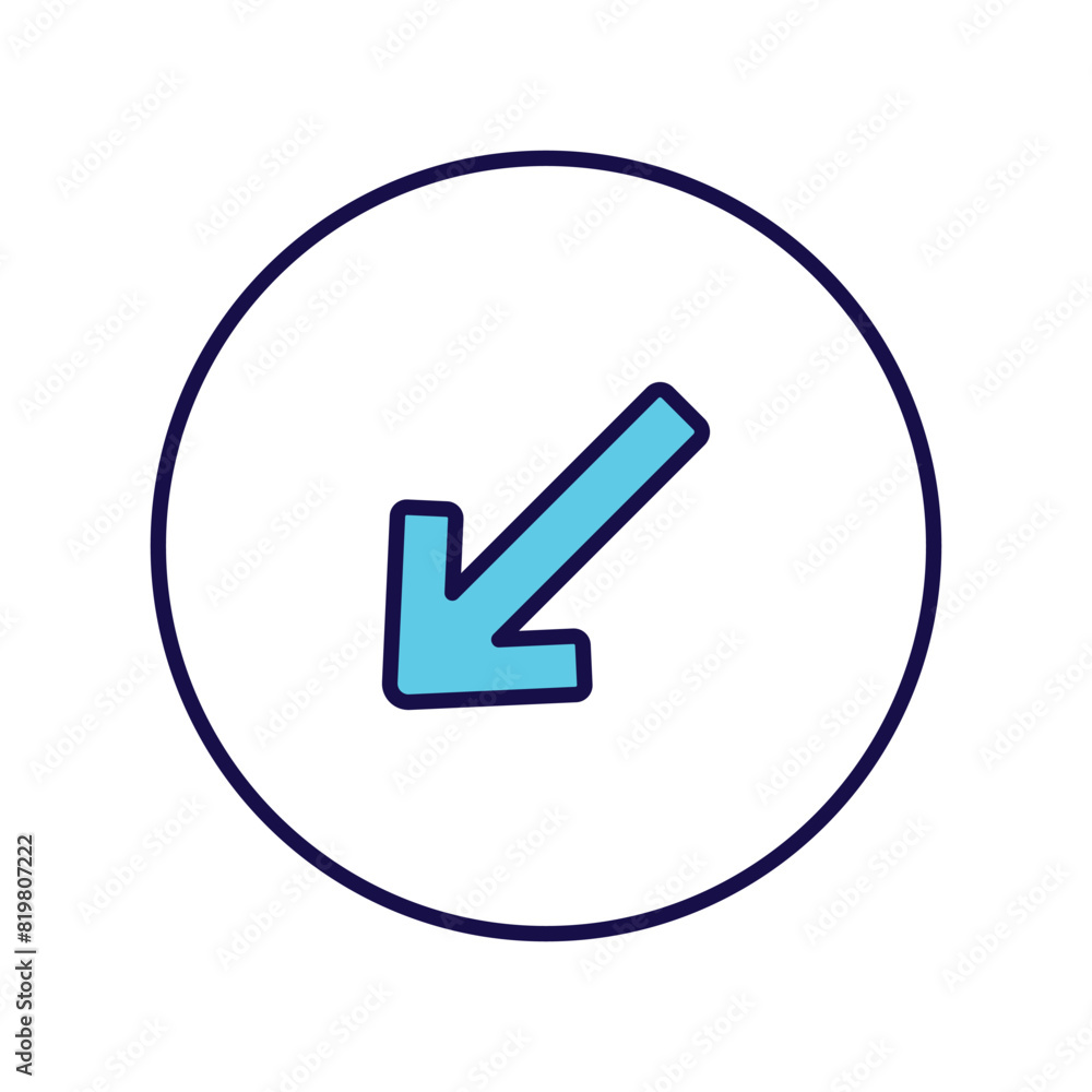 down left icon with white background vector stock illustration down left icon with white background vector stock illustration