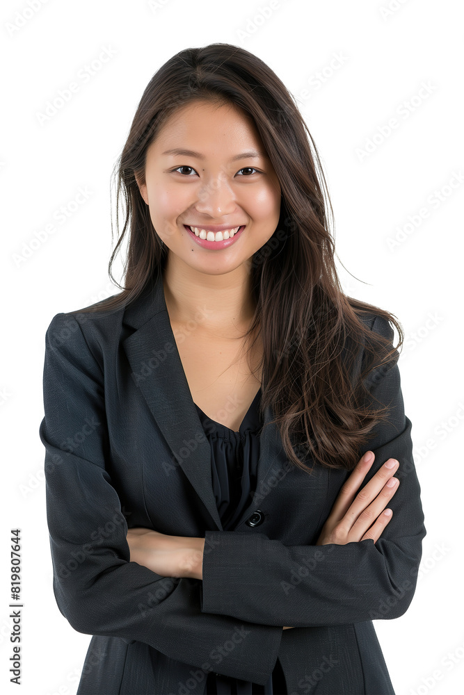 Smiling Asian Businesswoman in a Grey Suit On PNG Cutout Smiling Asian Businesswoman in a Grey Suit On PNG Cutout