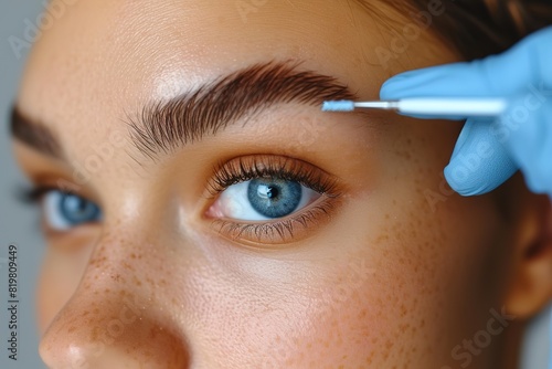 Brow Lamination Process Step-by-step images of the brow lamination process, showcasing groomed and defined eyebrows