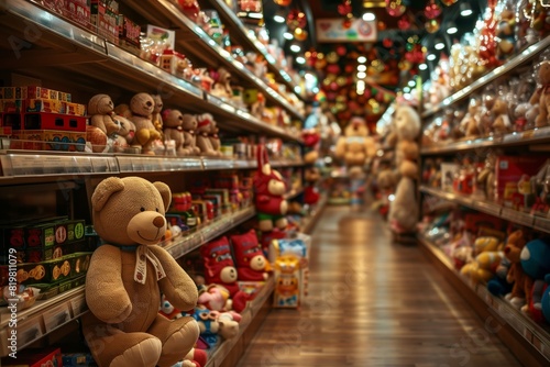 Aisle of Plush Toys in a Toy Store © Tirawat
