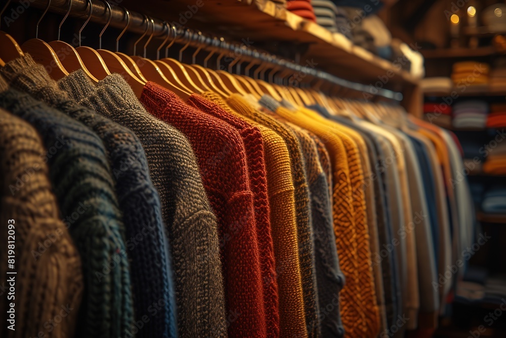 Collection of clothes hanging on rack Collection of clothes hanging on rack