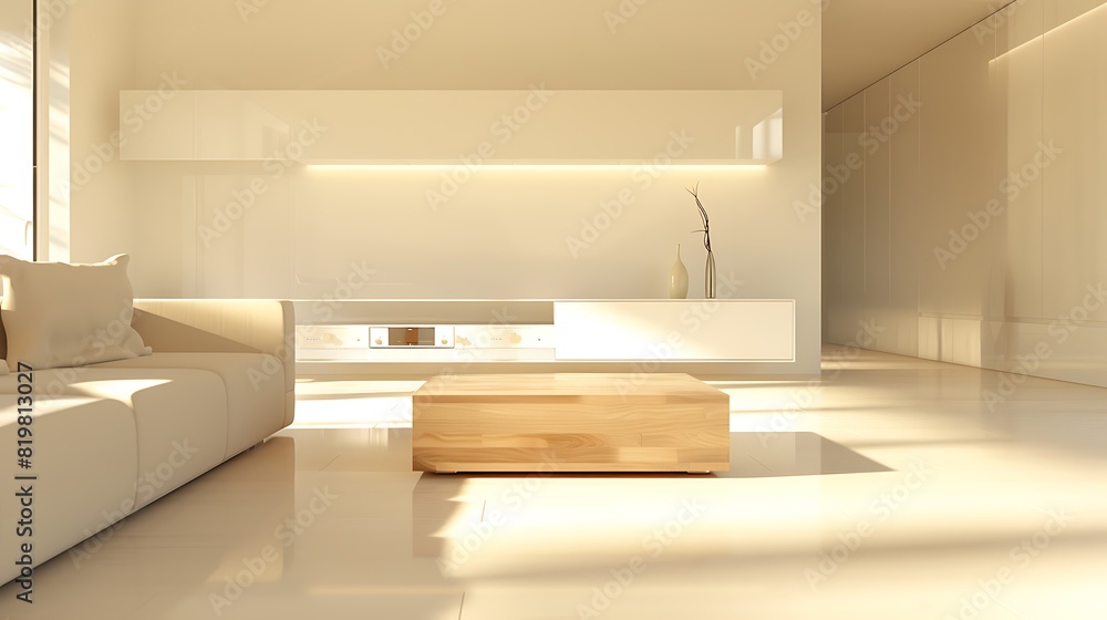 Fototapeta premium minimalist living room with a sleek design
