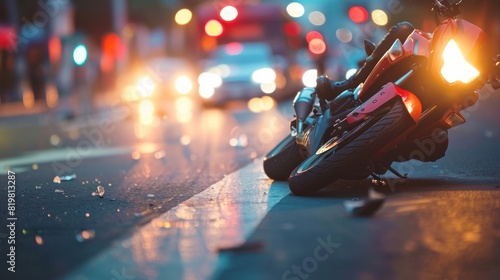bicycle traffic accident with motorbike photo