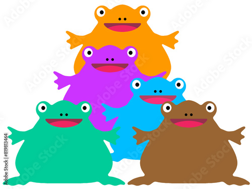Abstract illustration of colorful frogs