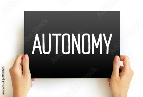 Autonomy text on card, concept background