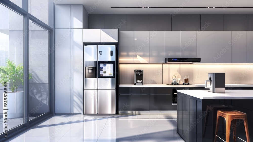 Modern Smart Kitchen with Advanced Appliances and Digital Features Modern Smart Kitchen with Advanced Appliances and Digital Features