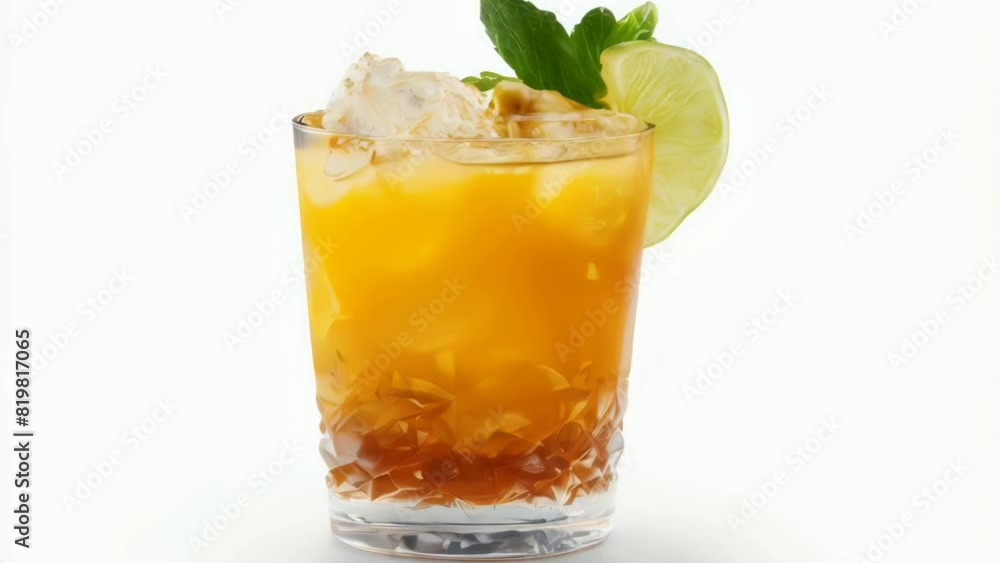 A glass of a drink with a lime slice on top A glass of a drink with a lime slice on top