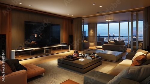 modern living room with a focus on entertainment