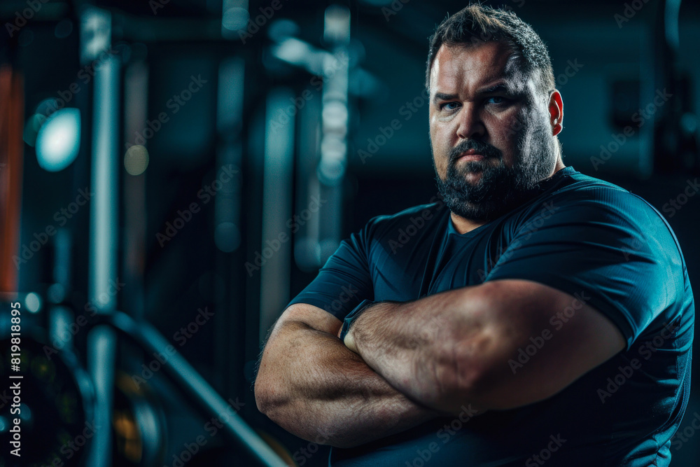 Overweight man in the gym Overweight man in the gym