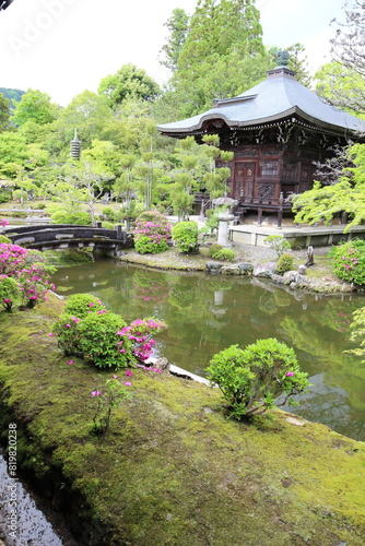 Benten-do and Japanese garden in Seiryoji Temple, Kyoto, Japan