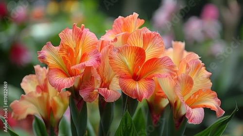 Cannova Red Golden Flame. Canna Lily. photo