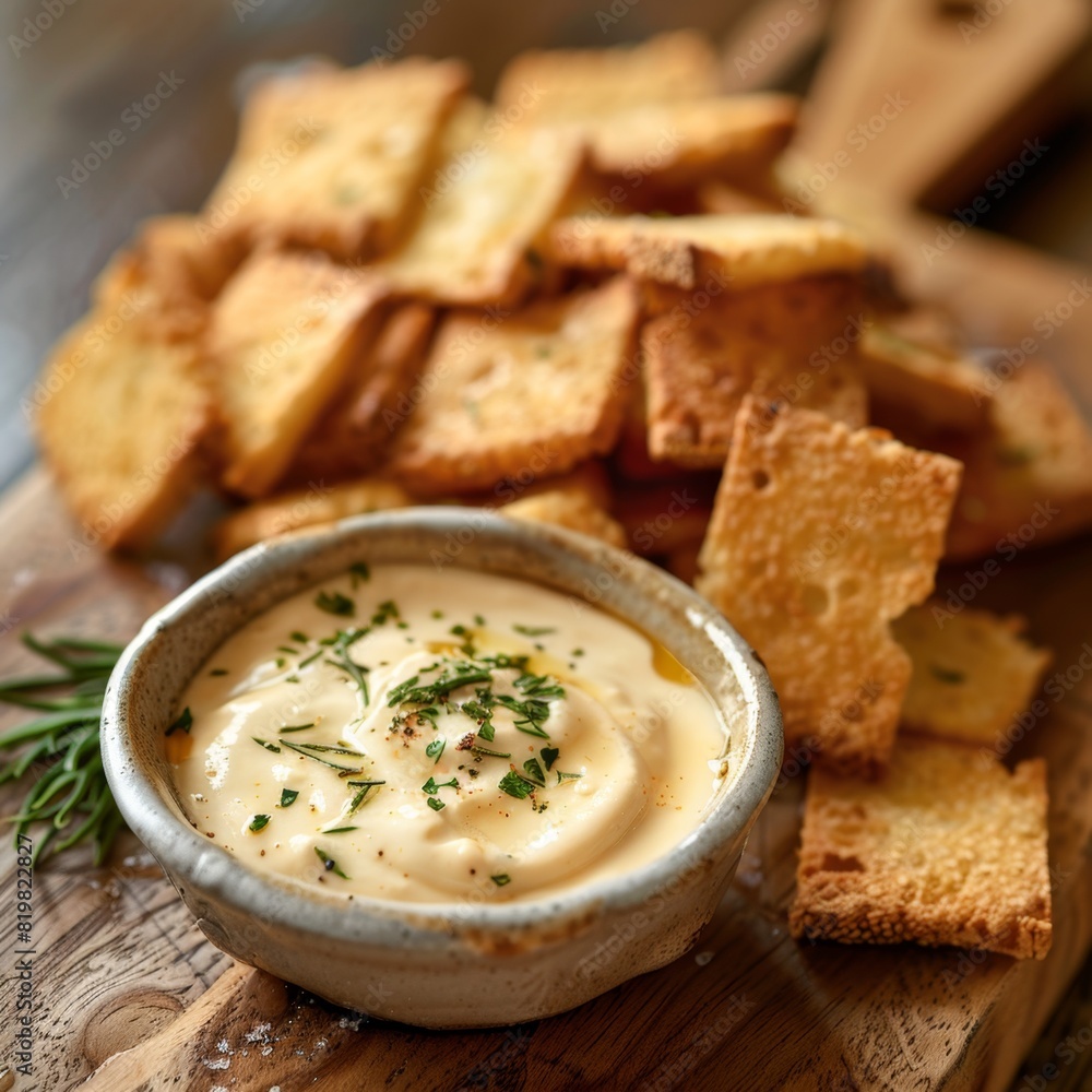 Crunchy croutons with dip, seasoning rusks, spicy biscuits, bruschetta crackers, small fried bread snacks Crunchy croutons with dip, seasoning rusks, spicy biscuits, bruschetta crackers, small fried bread snacks