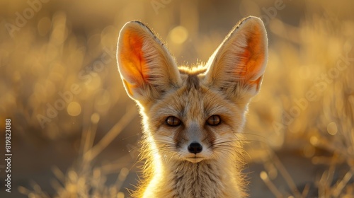 Cute fox with prominent ears in nature
