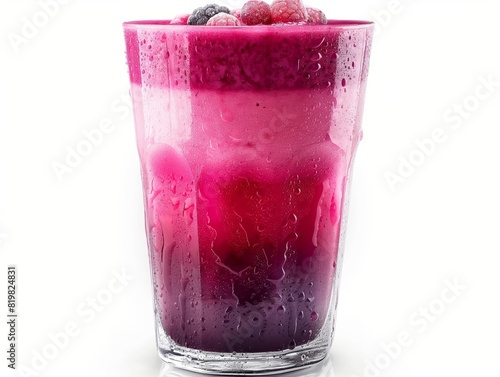 Collins glass filled with layered berry smoothie photo