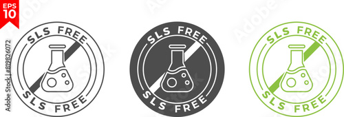 SLS and SLES free label. Paraffin, sulfate, phosphate and paraben free illustration for product packaging sign, symbol, badge or emblem isolated