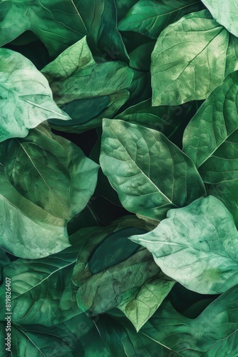 Detailed view of vibrant green leaves, perfect for nature backgrounds © Fotograf