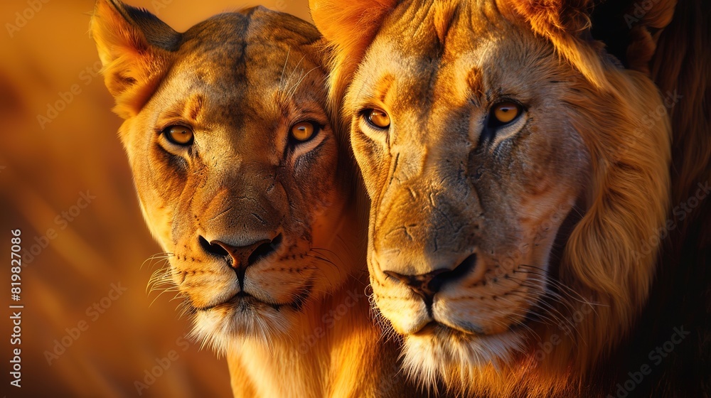 Spectacular View of wild lions in nature Spectacular View of wild lions in nature