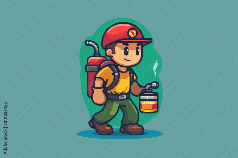 A man carrying a backpack and holding a spray can. Suitable for urban exploration themes A man carrying a backpack and holding a spray can. Suitable for urban exploration themes