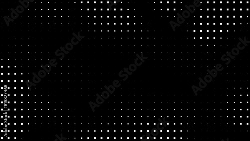 4k Abstract dynamic  white dots squares on black background. Dynamic creative modern backdrop. Trendy wavy banner template. Texture halftone dots pattern. Dotted retro vintage gradient. Liquid design photo