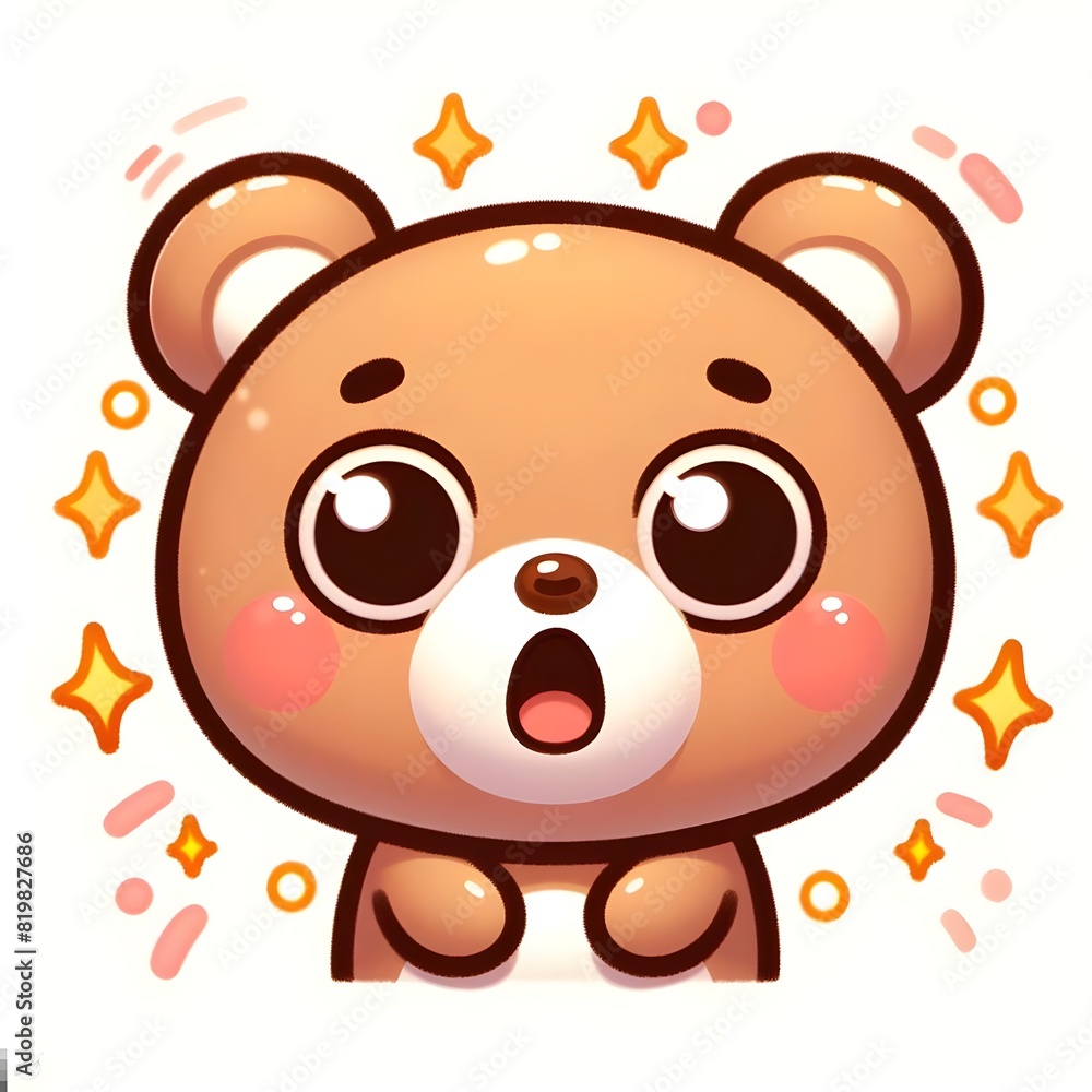 The moment the baby bear's surprised expression, the baby bear's eyes wide open The moment the baby bear's surprised expression, the baby bear's eyes wide open