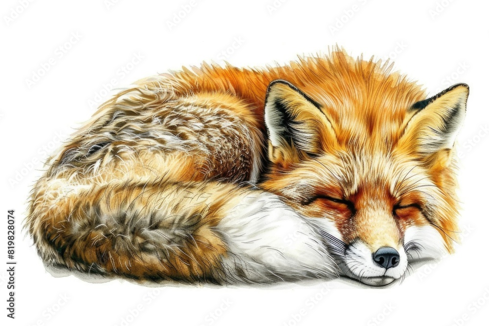 Obraz premium A peaceful image of a sleeping red fox, suitable for various projects