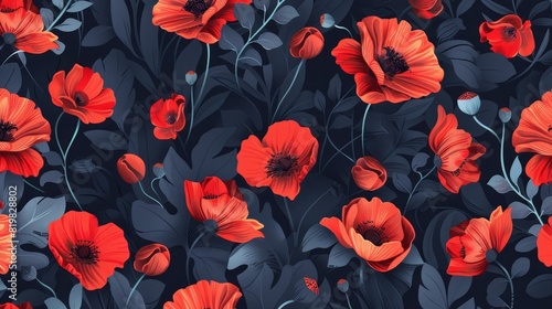 A pattern with poppies flowers with a vintage feel.