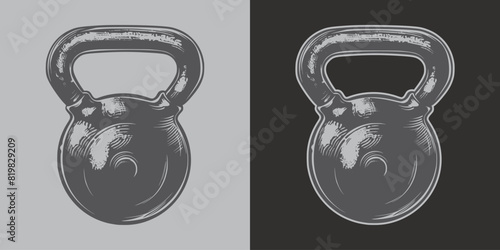 Vintage retro engraving woodcut style sketch draw paint of gym sport weight kettlebell powerlifting exercise equipment
