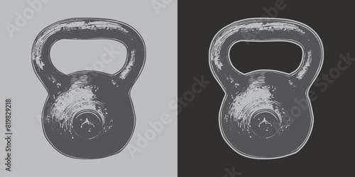Vintage retro engraving woodcut style sketch draw paint of gym sport weight kettlebell powerlifting exercise equipment
