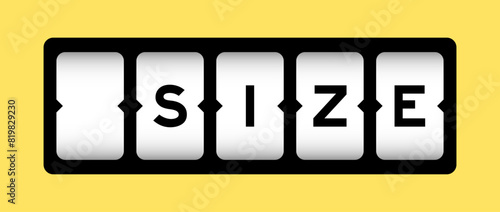 Black color in word size on slot banner with yellow color background