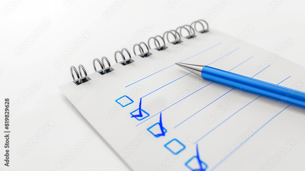 pen and checklist on a white background, highlighting planning and productivity pen and checklist on a white background, highlighting planning and productivity
