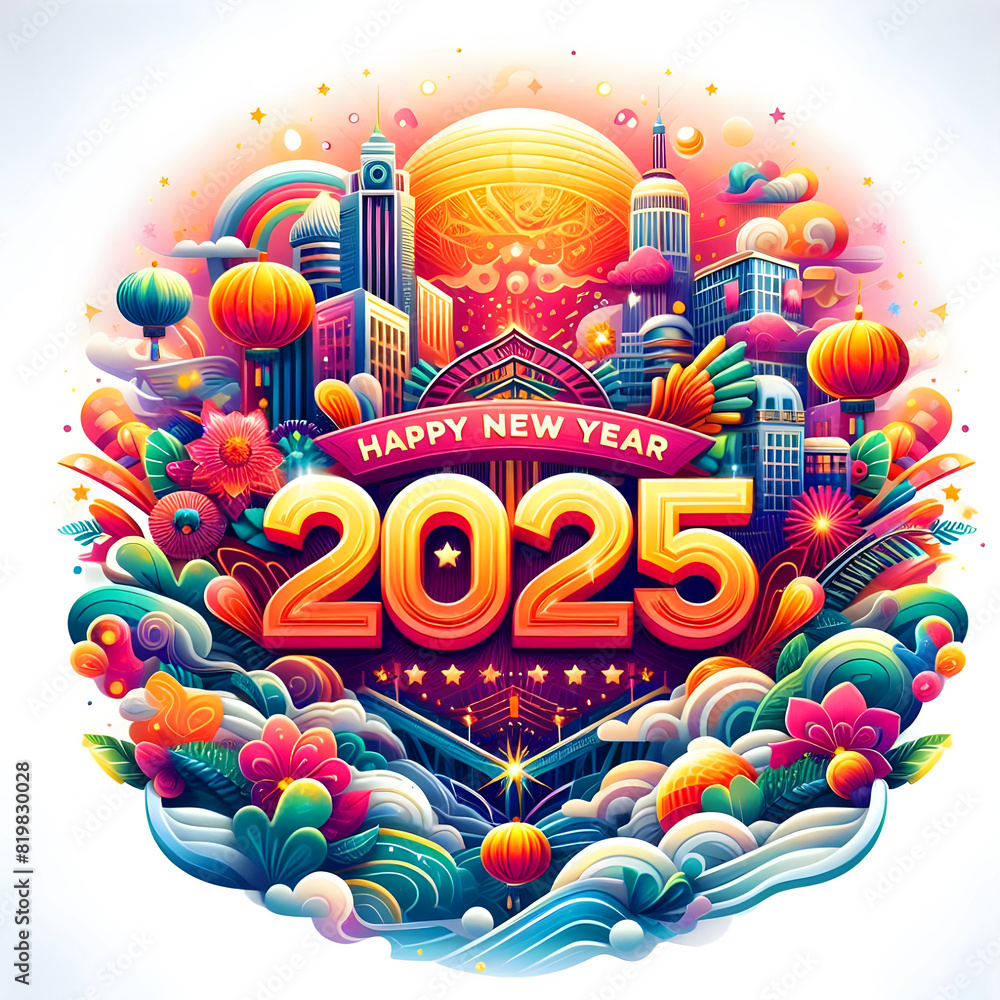 Happy New Year 2025 | Abstract Elegance | A Fusion of Color and Shape Happy New Year 2025 | Abstract Elegance | A Fusion of Color and Shape