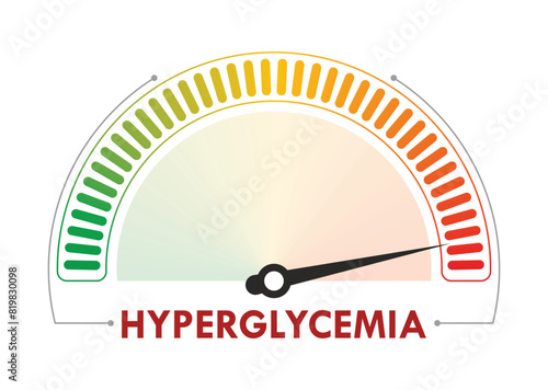 Hyperglycemia speedometer. Speedometer concept. Vector illustration.